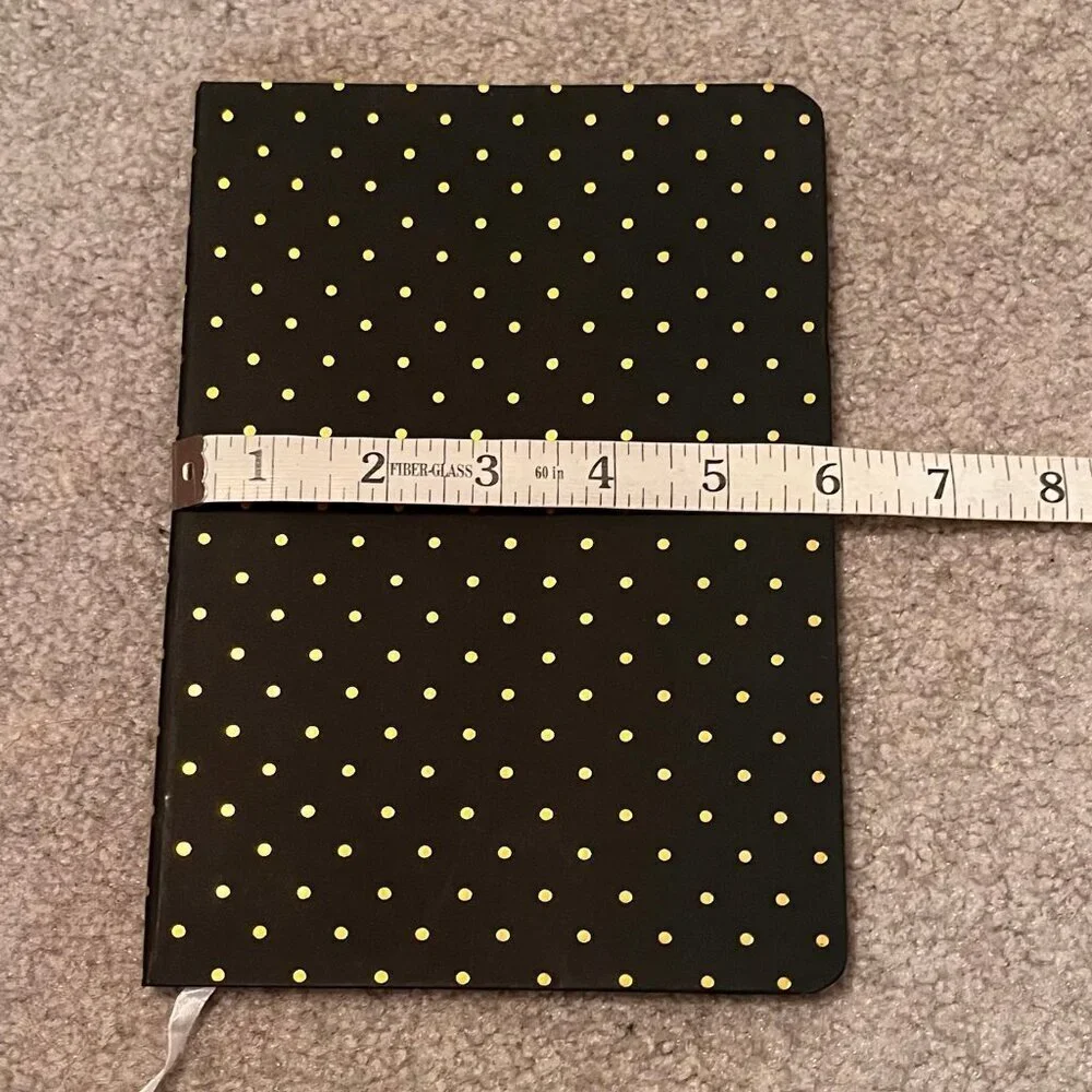 Chic Black & Gold Polka Dot Hardcover Writing Journal - Lined w/ Bookmark Ribbon